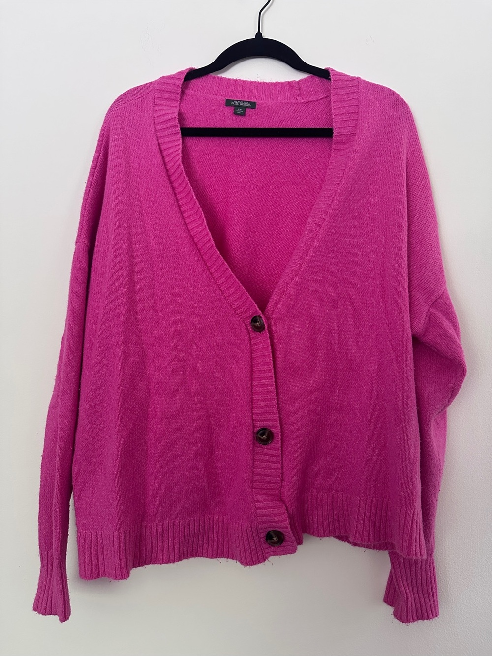 Women’s V-neck Button Cardigan Sweater - Hot Pink